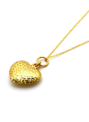 18 Karat Gold Textured Heart Pendant Necklace
