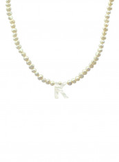 18K Gold Letter K Pearl Strand Necklace