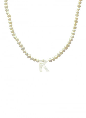 18K Gold Letter K Pearl Strand Necklace