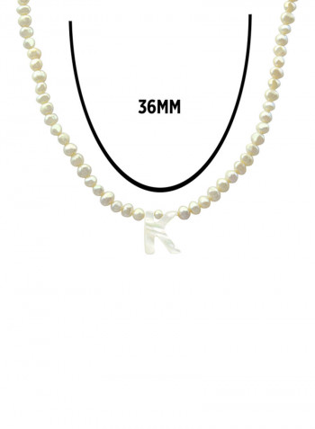 18K Gold Letter K Pearl Strand Necklace