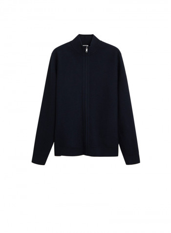 Cable Knit Long Sleeve Cardigan Navy