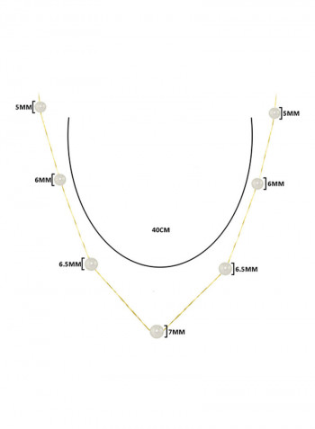 18 Karat Solid Gold 5-7 mm Gradual Built In Pearls Chain Necklace