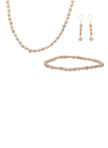 10 Karat Gold With Pearls Jewellery Set