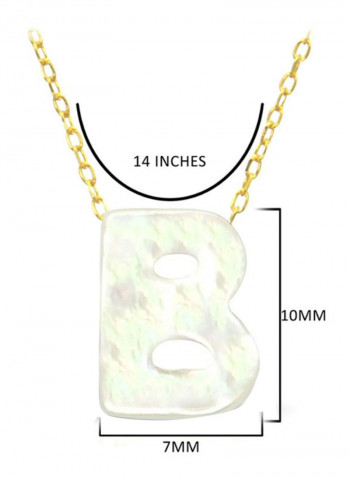 18 Karat Gold B Letter Mother Of Pearl Pendant Necklace