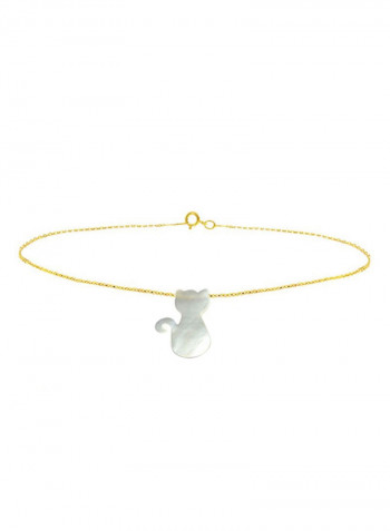 18 Karat Gold Cat Shape Mother Of Pearl Bracelet