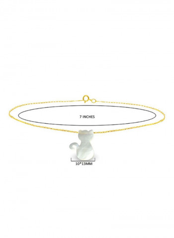 18 Karat Gold Cat Shape Mother Of Pearl Bracelet
