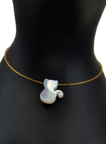 18 Karat Gold Cat Shape Mother Of Pearl Bracelet
