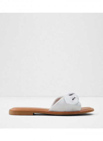 Abayrith Bow Details Flat Sandals White