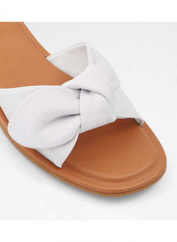 Abayrith Bow Details Flat Sandals White