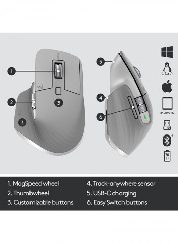 MX Master 3 Wireless Mouse Mid Grey