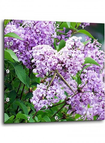 Lilac Bush With Shaded Purple Wall Clock Purple/Green 13x13inch