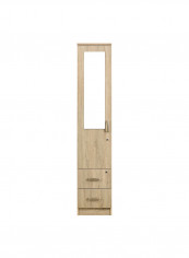 Cooper 2-Drawer 1-Door Wardrobe With Mirror And Lock Beige 40x200x52cm