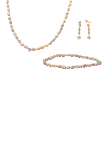 10 Karat Gold With Pearls Jewellery Set