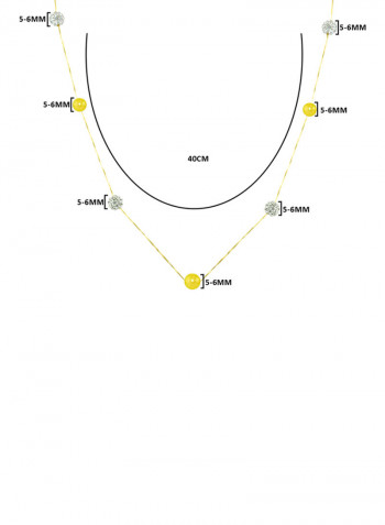 18 Karat Solid Yellow Gold With 5-6 mm Crystal Balls And Pearls Chain Necklace