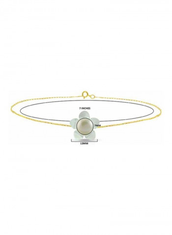 18 Karat Gold And Pearl Flower Bracelet