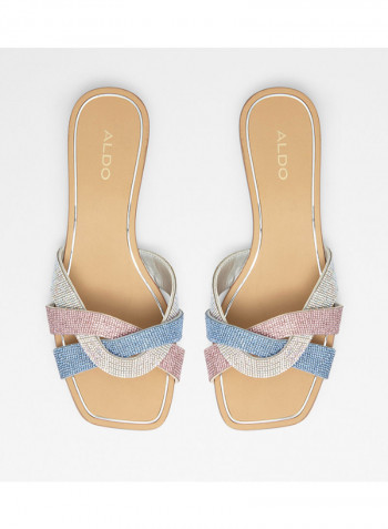 Coredith Sequin Patterned Straps Sandals Pink/Blue/Silver