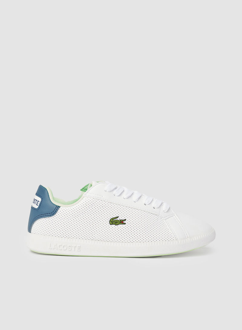 Kids Graduate Perforated Sneakers White/Light Green