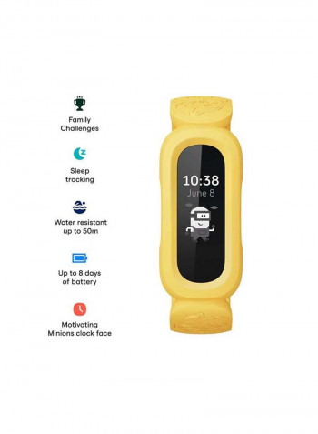 Ace 3,Tracker for Kids 6+ with Animated Clock Faces, Up to 8 days battery life & water resistant up to 50 m Black/Minions Yellow