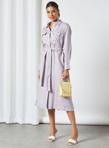 Linen Shirt Dress Lilac
