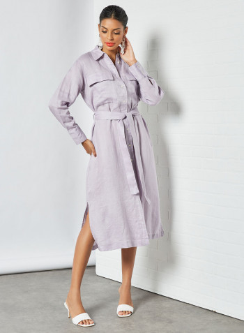 Linen Shirt Dress Lilac