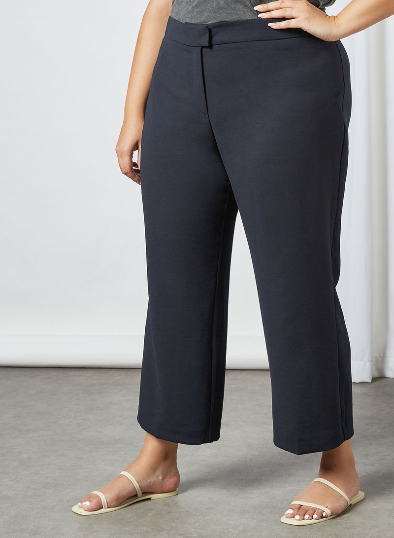 Plus Size Cropped Straight Pants Navy