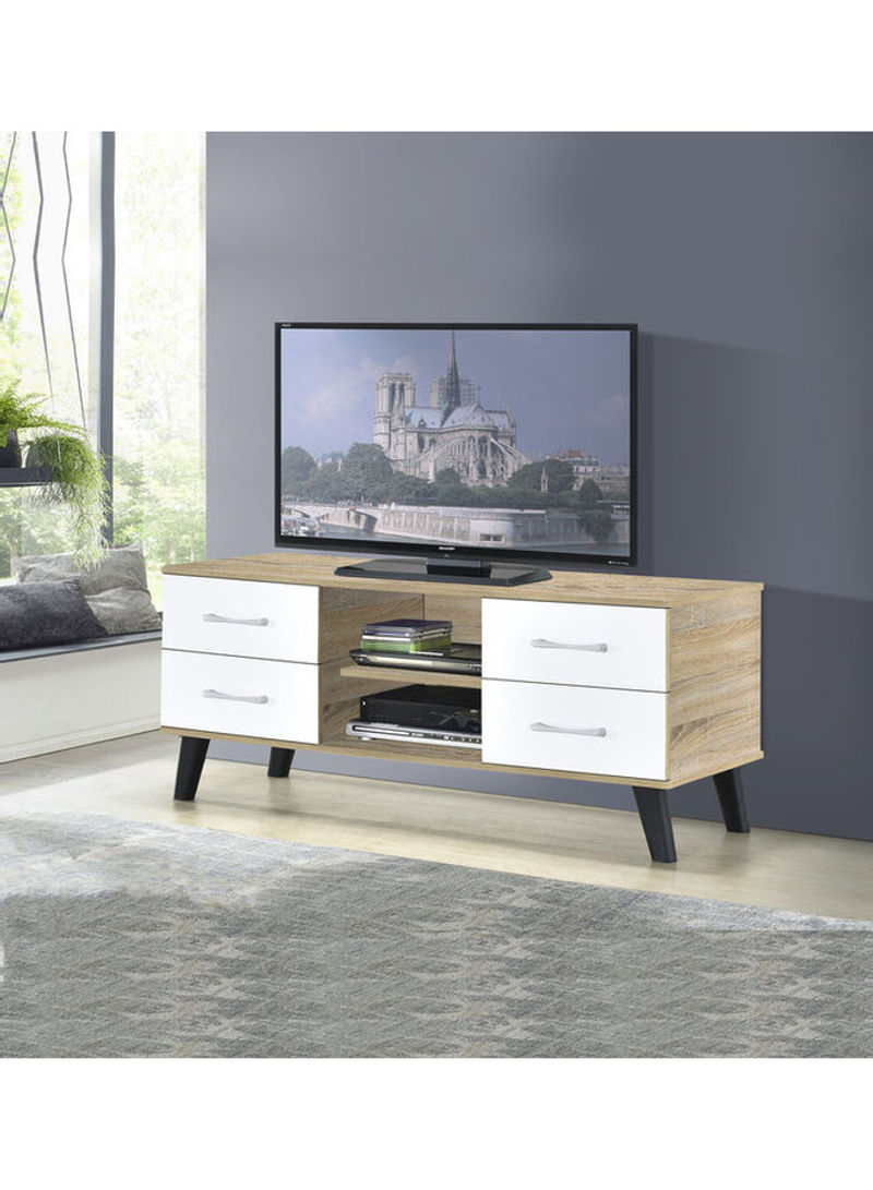 Lisa 4 Drawer TV Cabinet White/Beige 120x40x52cm