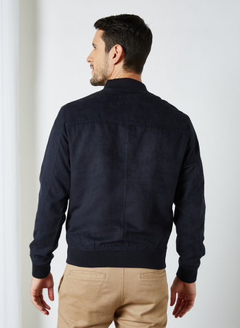 Faux Suede Jacket Navy