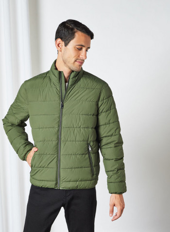 Long Sleeve Puffer Jacket Khaki