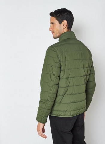 Long Sleeve Puffer Jacket Khaki