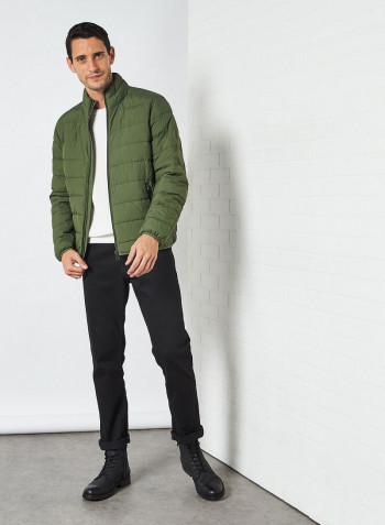Long Sleeve Puffer Jacket Khaki