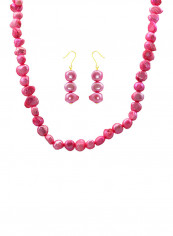 Set of 2 10 Karat Gold Pearl Beads Necklace and Earrings