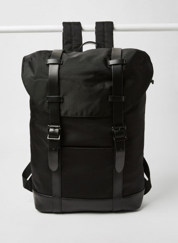 Flap Over Buckled Backpack Black