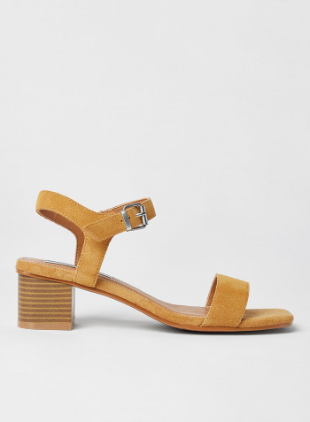 Romy Bass Mid-Heel Sandals Brown