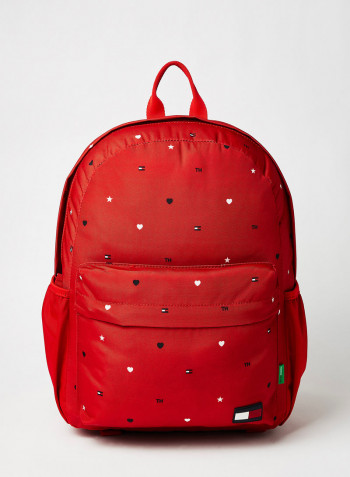 Kids Heart Print Backpack Red