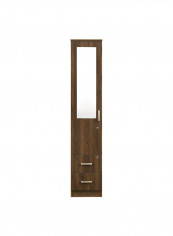 Cooper 2-Drawer 1-Door Wardrobe With Mirror And Lock Brown 40x200x52cm