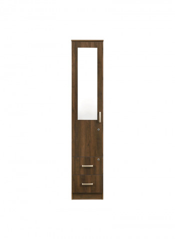 Cooper 2-Drawer 1-Door Wardrobe With Mirror And Lock Brown 40x200x52cm