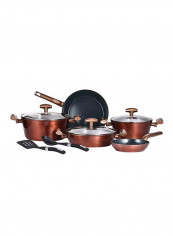 10-Piece Aluminium Blaze Induction Bottom Cookware Set Copper/Black