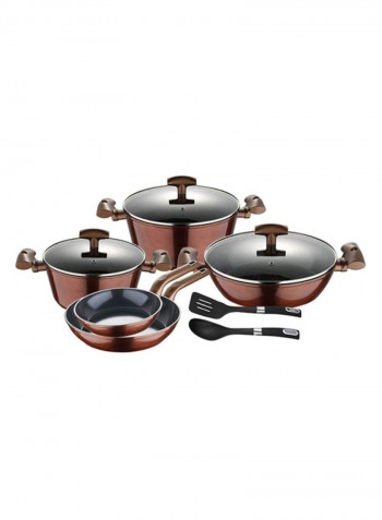 10-Piece Aluminium Blaze Induction Bottom Cookware Set Copper/Black