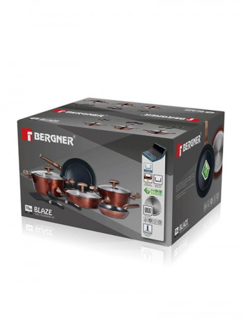 10-Piece Aluminium Blaze Induction Bottom Cookware Set Copper/Black
