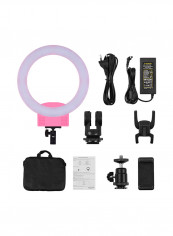 Professional LED Photography Ring Light Kit Pink/Black