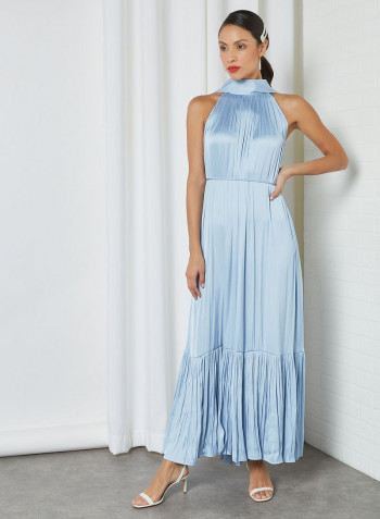 Halter Neck Dress Light Pasatel Blue