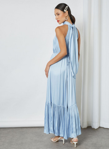 Halter Neck Dress Light Pasatel Blue