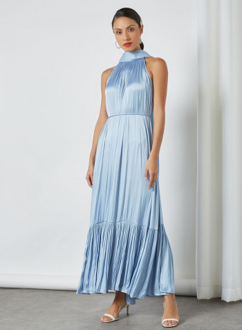 Halter Neck Dress Light Pasatel Blue