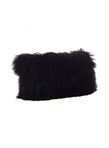 Wool Throw Pillow Black 12x20inch