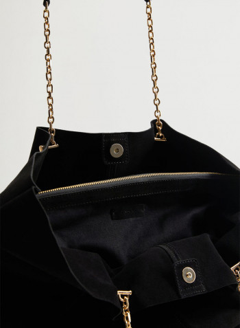 Macine Chain Handle Shopper Bag Black