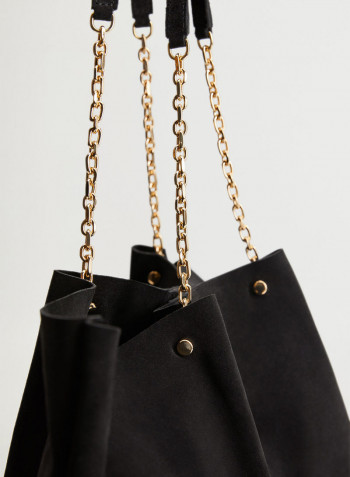 Macine Chain Handle Shopper Bag Black