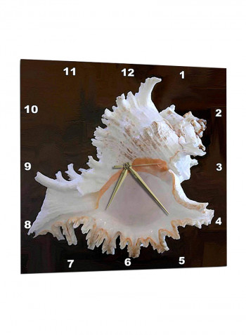 Sea Shell Printed Wall Clock Brown/White 15 x 15inch