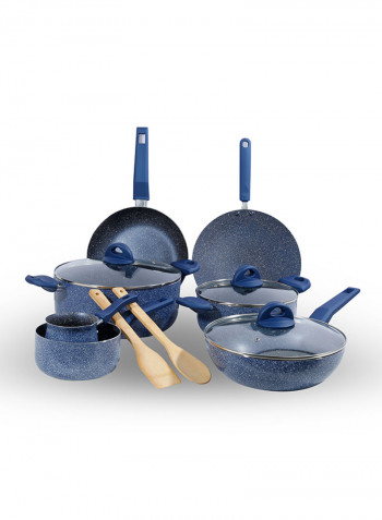 12 Piece Marble Cookware Set With 5 Layer Non-Stick Coating Blue 1centimeter
