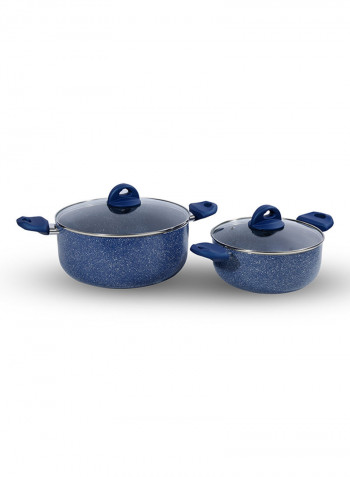 12 Piece Marble Cookware Set With 5 Layer Non-Stick Coating Blue 1centimeter