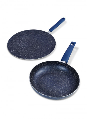 12 Piece Marble Cookware Set With 5 Layer Non-Stick Coating Blue 1centimeter